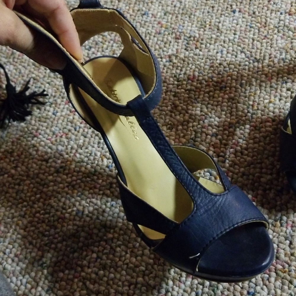 Blue t strap heels